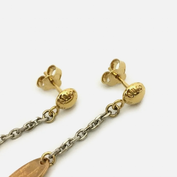 LOUIS VUITTON LOGO MANIA GOLD TONE EARRINGS/S0837 - Picture 7 of 11